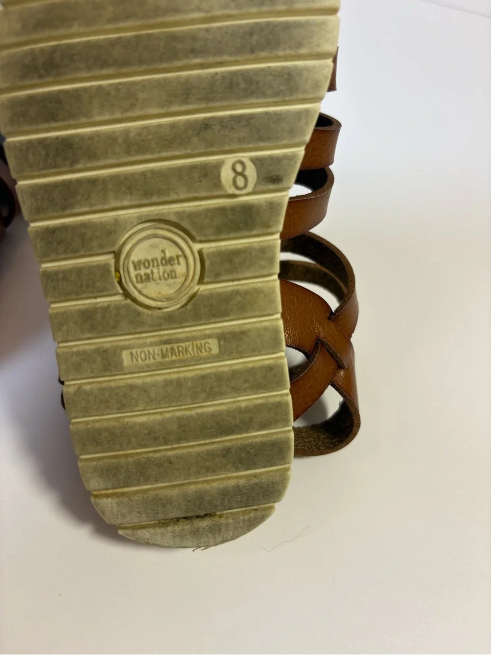 Wonder Nation Toddler Girl Gladiator Sandals Size 8 Brown Double Strap